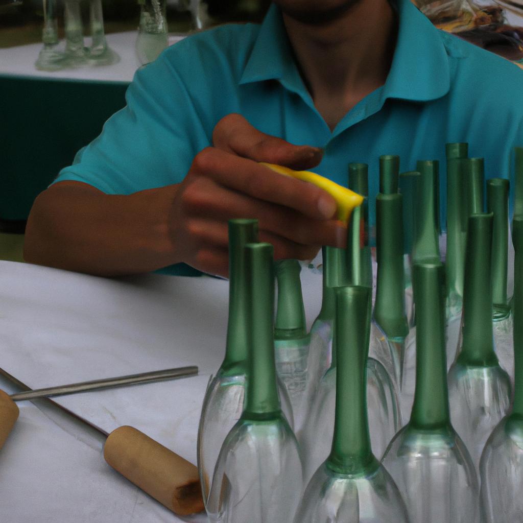 Person working with glassware